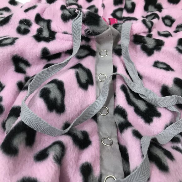 Pink Animal Print Fleece Footed Pajamas Hooded Women S, Jennifer Moore Jenni - Picture 10 of 12